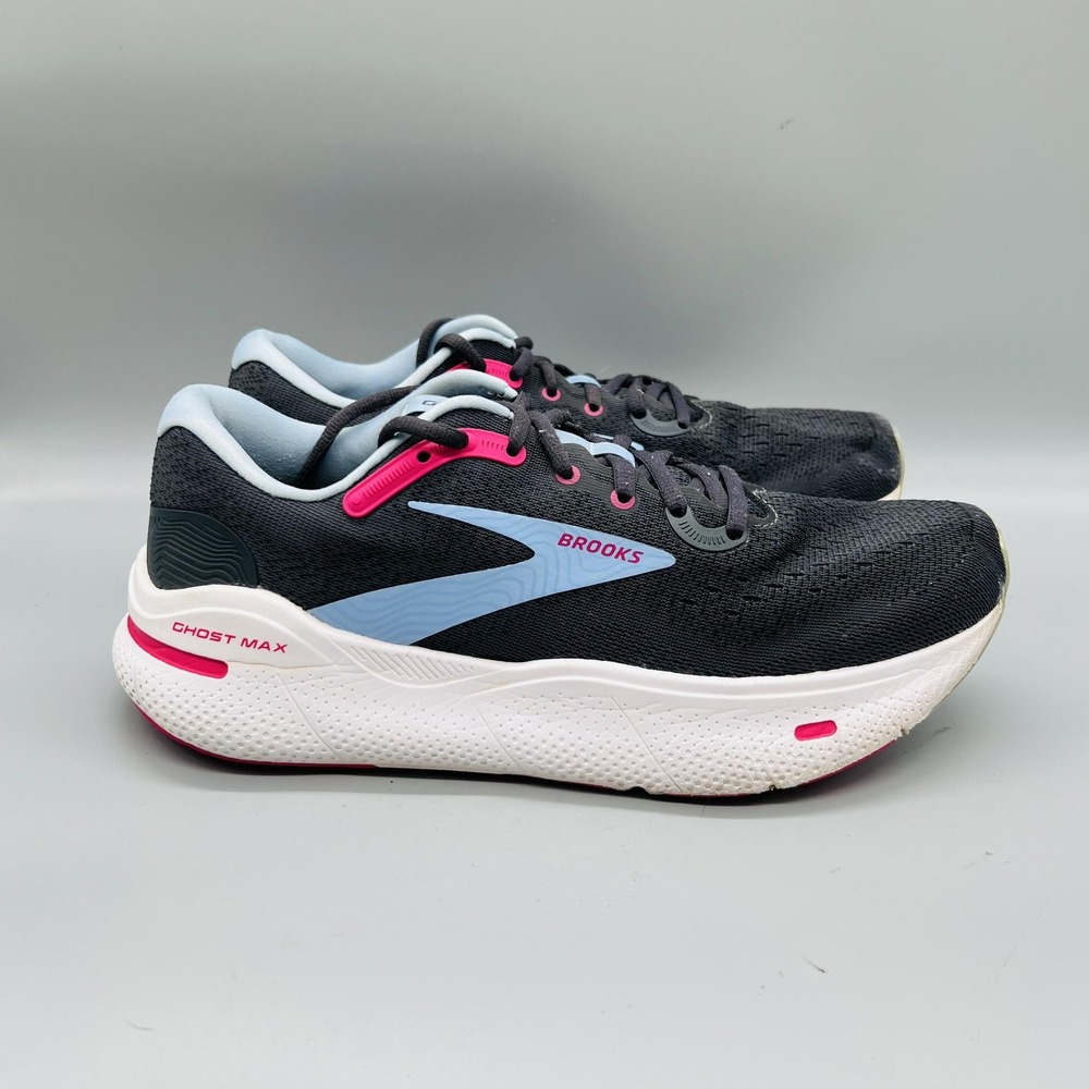 Brooks Sneaker Womens 10 Black Mesh Pink Blue Ghost Max Running Shoes